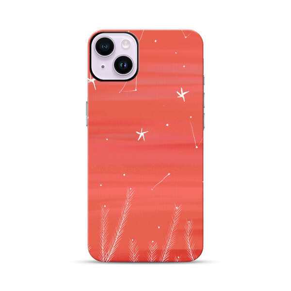 Coral Night Sky with Stars and Plants iPhone 14 Plus Impact Case