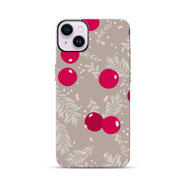 Cranberries and pine branches holiday pattern iPhone 14 Plus Impact Case