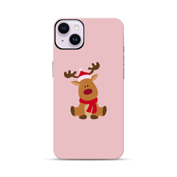 Cute Reindeer with Santa Hat and Red Scarf iPhone 14 Plus Impact Case