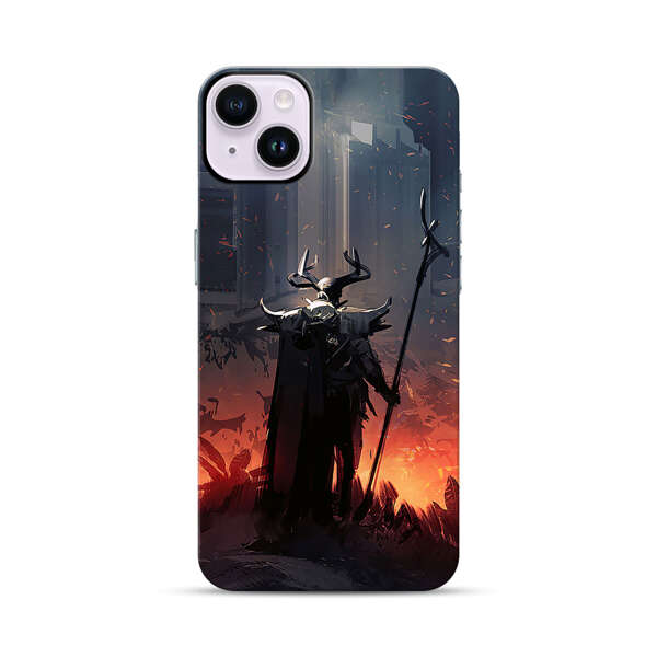 Dark Fantasy Warrior with Horned Helmet iPhone 14 Plus Impact Case