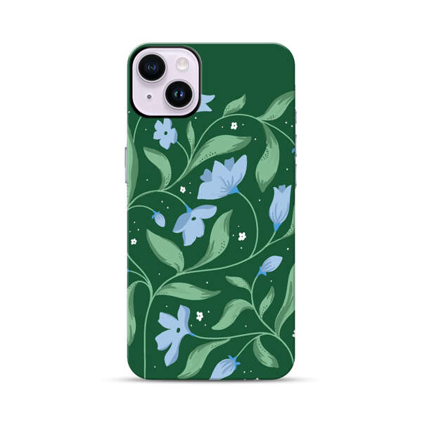 Delicate Blue Floral Illustration iPhone 14 Plus Impact Case