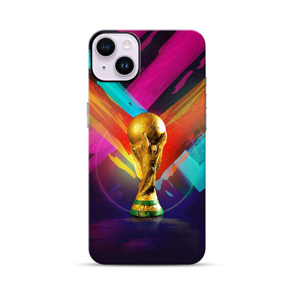 Golden Soccer Trophy with Colorful Abstract Background iPhone 14 Plus Impact Case