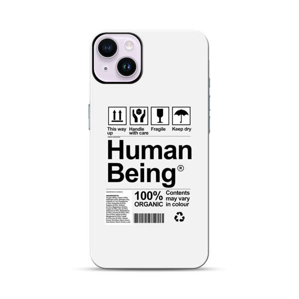 Human Being Fragile Label Design iPhone 14 Plus Impact Case