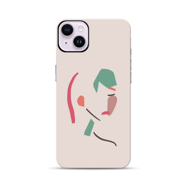 Minimalist Abstract Line Art Woman Face iPhone 14 Plus Impact Case