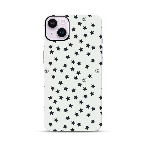 Minimalist Black Stars Pattern iPhone 14 Plus Impact Case