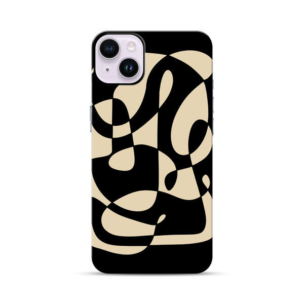 Modern Abstract Beige and Black Geometry iPhone 14 Plus Impact Case