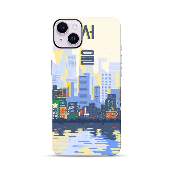 Modern City Skyline Reflection iPhone 14 Plus Impact Case