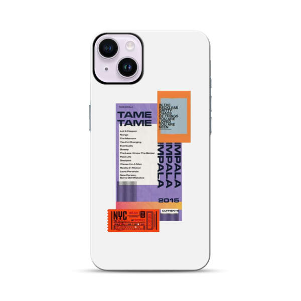 Modern Graphic Collage with Typography and Ticket Elements iPhone 14 Plus Impact Case