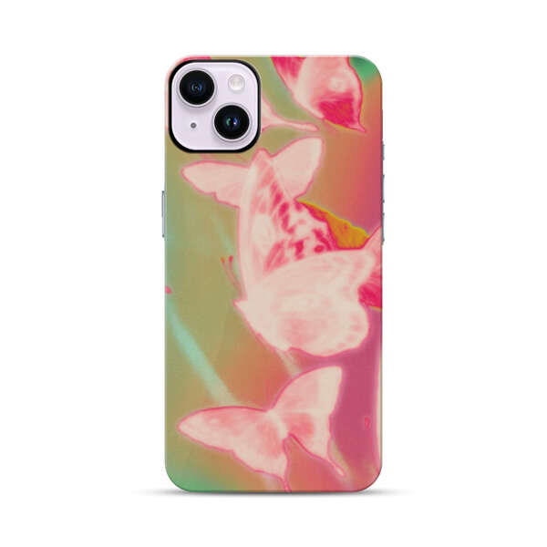 Pink Butterflies Dreamy Colorful Background iPhone 14 Plus Impact Case
