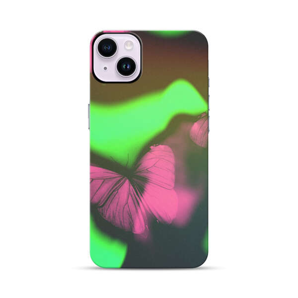 Pink Butterflies Green Background iPhone 14 Plus Impact Case