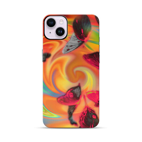 Psychedelic Butterflies Swirl iPhone 14 Plus Impact Case