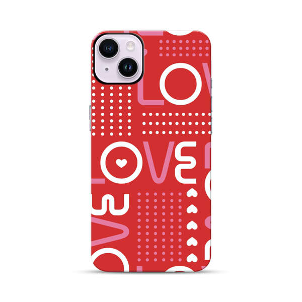 Red Love Typography Pattern iPhone 14 Plus Impact Case