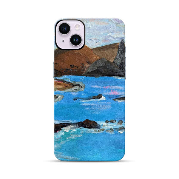 Rocky Coastline Ocean Painting iPhone 14 Plus Impact Case