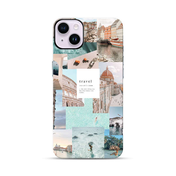 Travel Scenic Collage with Landmarks and Coastline iPhone 14 Plus Impact Case
