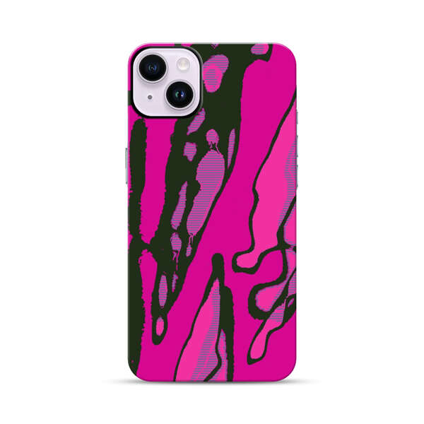 Vibrant Abstract Magenta Black Pattern iPhone 14 Plus Impact Case