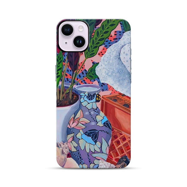 Vibrant Still Life with Plants and Vase iPhone 14 Plus Impact Case