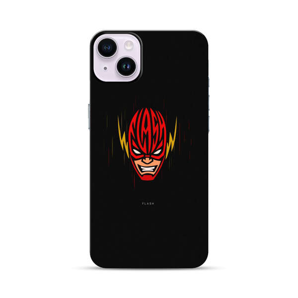 Vibrant Superhero Face with Lightning Bolts iPhone 14 Plus Impact Case