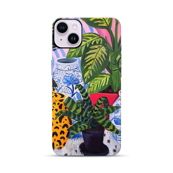 Vibrant Tropical Plants and Decorative Vases iPhone 14 Plus Impact Case