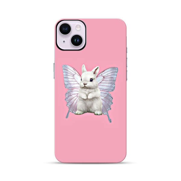 White Bunny with Butterfly Wings iPhone 14 Plus Impact Case