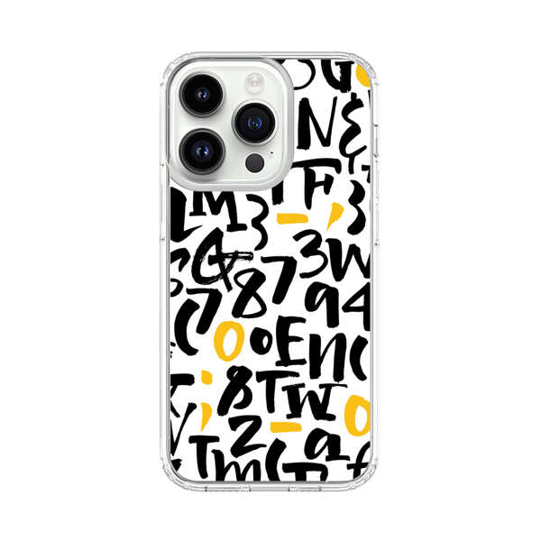 Abstract Typography Letter Number Pattern iPhone 14 Pro Case