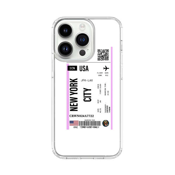 Boarding Pass New York City Flight Ticket iPhone 14 Pro Case