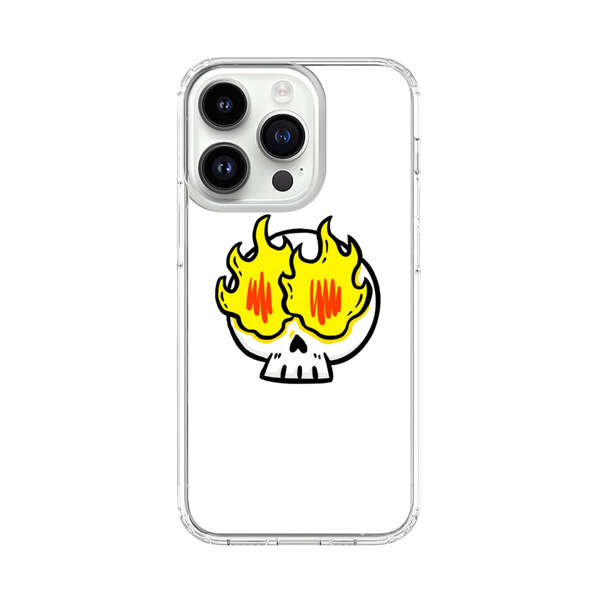 Cartoon Skull with Flames iPhone 14 Pro Case