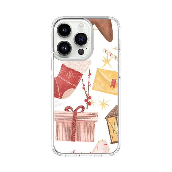 Christmas Festive Pattern with Gingerbread and Gifts iPhone 14 Pro Case