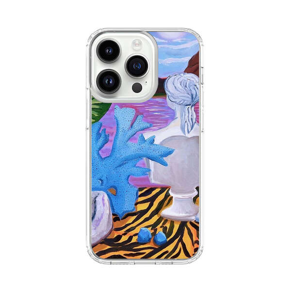 Classical Statues and Tropical Plants by the Ocean iPhone 14 Pro Case