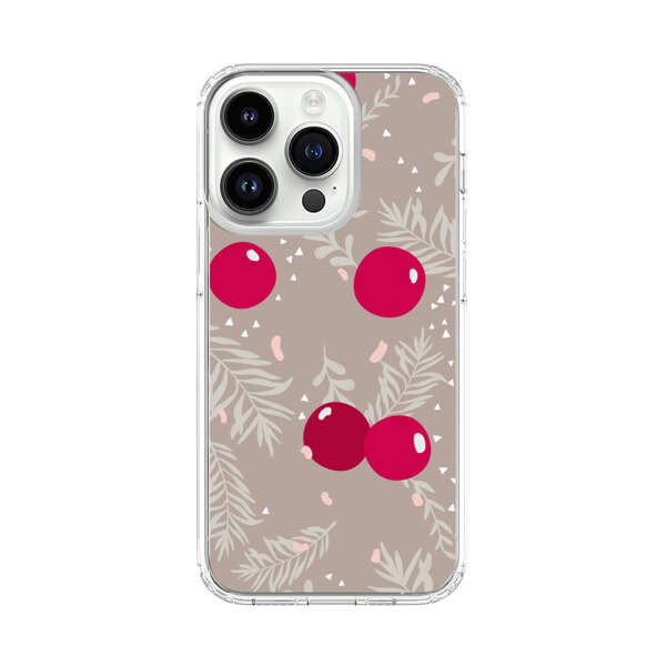Cranberries and pine branches holiday pattern iPhone 14 Pro Case