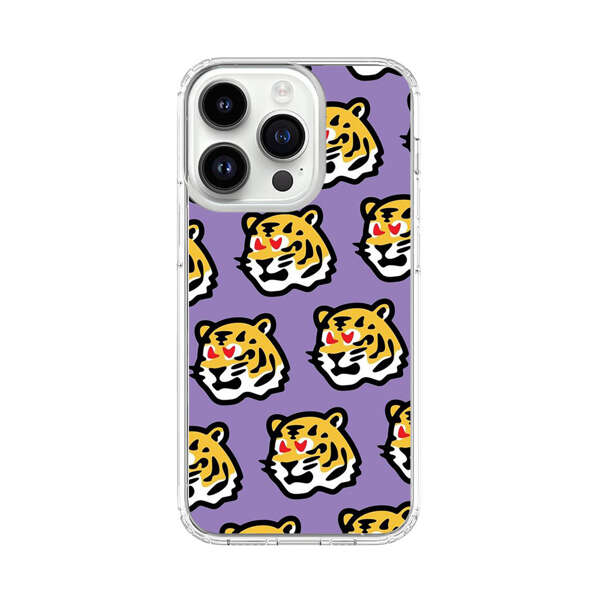 Cute Tiger with Heart Eyes Pattern iPhone 14 Pro Case