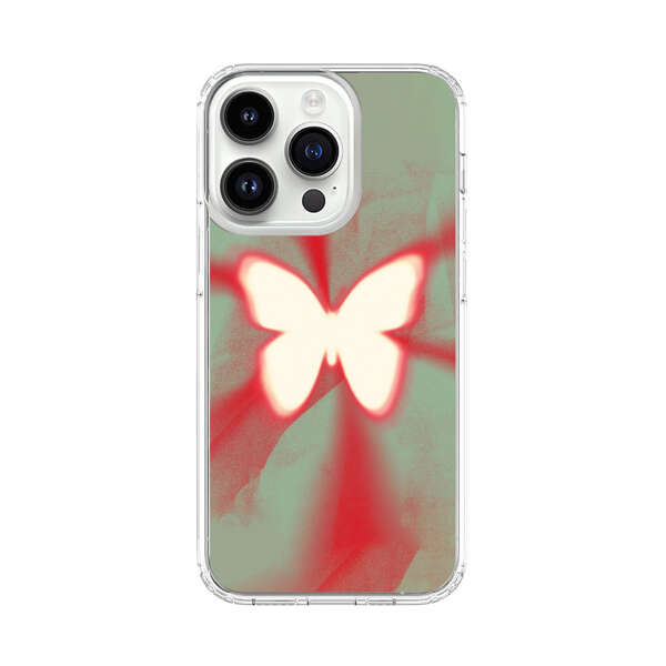 Glowing White Butterfly Abstract Radiant Design iPhone 14 Pro Case