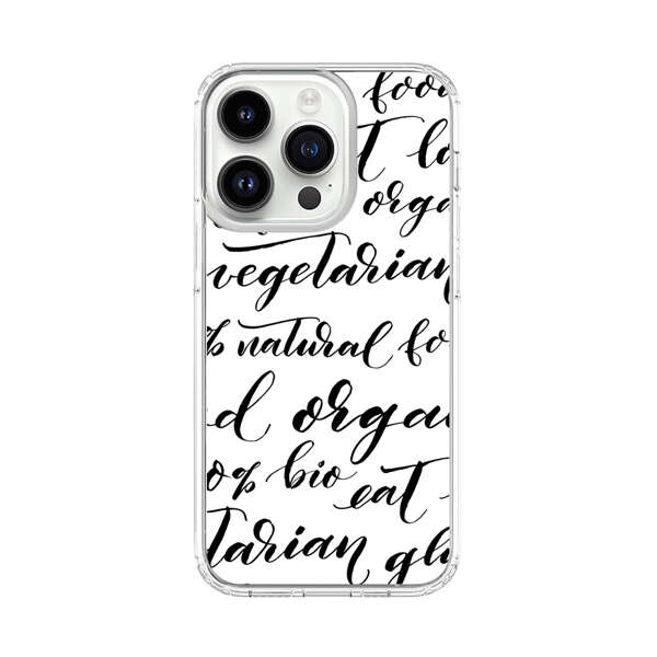 Healthy Food Lifestyle Calligraphy Pattern iPhone 14 Pro Case