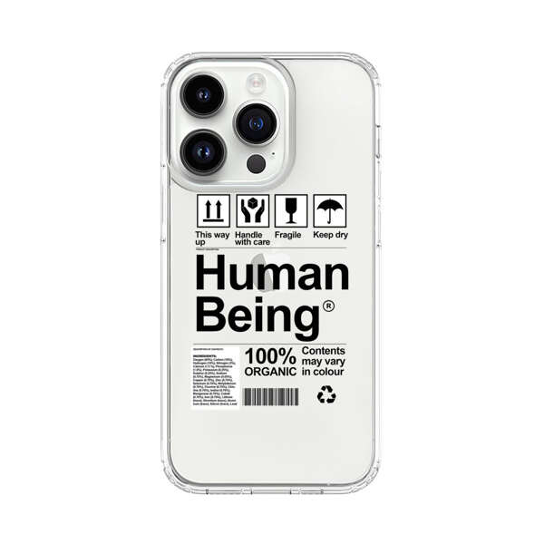 Human Being Fragile Label Design iPhone 14 Pro Case
