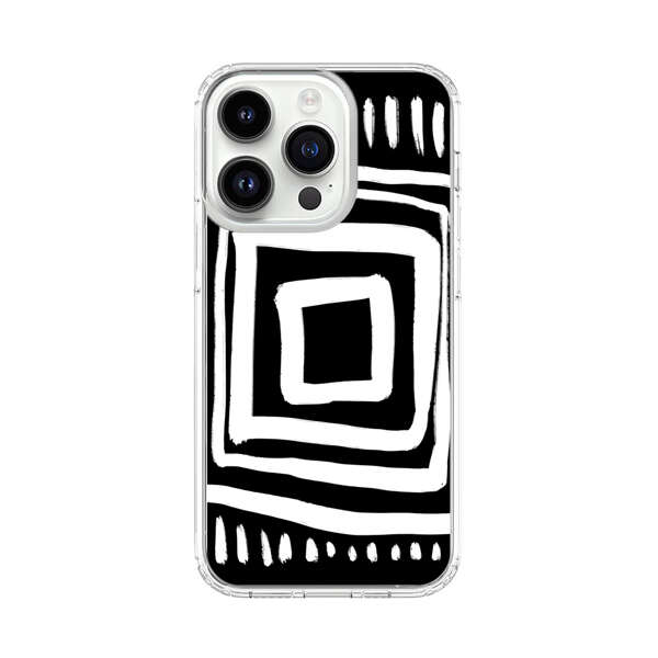 Minimalist Geometric Black and White Design iPhone 14 Pro Case