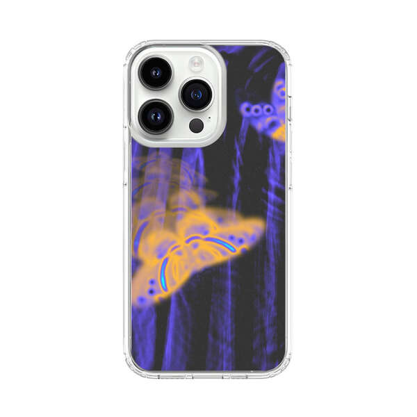 Neon Glowing Butterflies iPhone 14 Pro Case