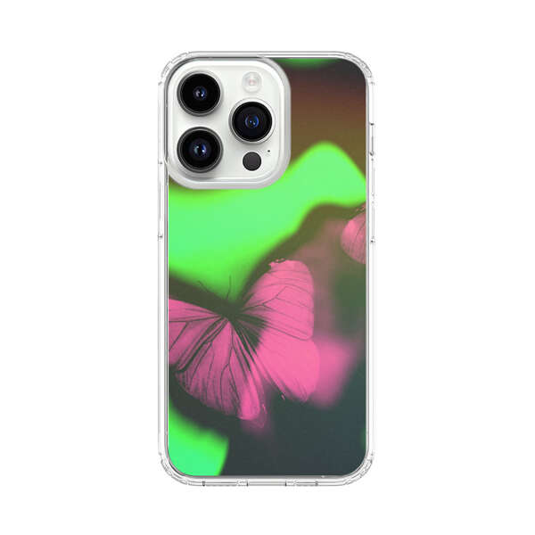 Pink Butterflies Green Background iPhone 14 Pro Case