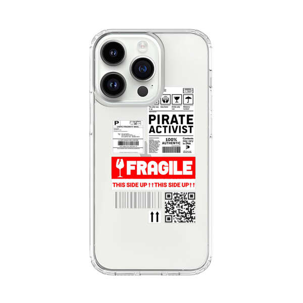 Pirate Activist Fragile Shipping Label iPhone 14 Pro Case
