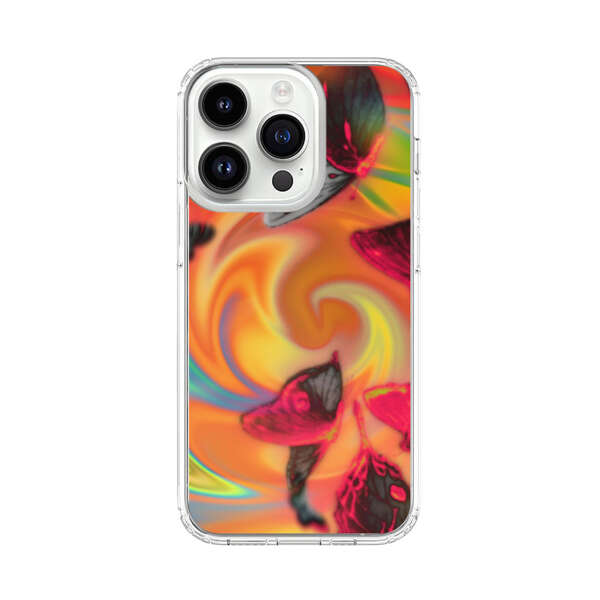 Psychedelic Butterflies Swirl iPhone 14 Pro Case