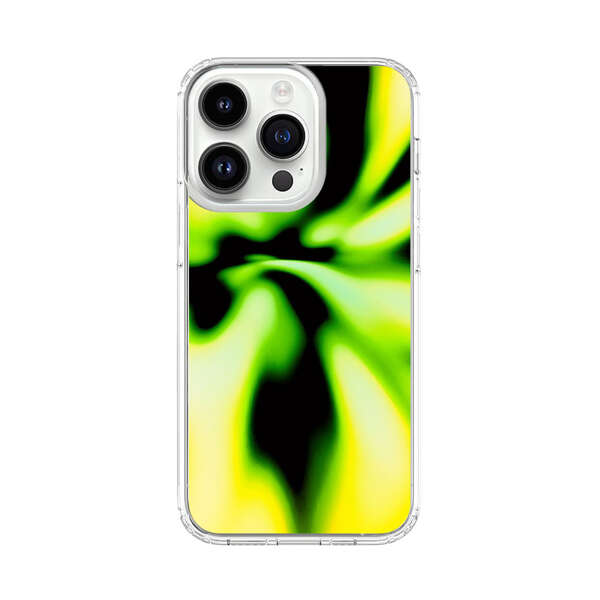 Vibrant Abstract Green and Yellow Swirl iPhone 14 Pro Case