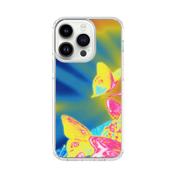 Vibrant Colorful Neon Butterflies Abstract iPhone 14 Pro Case