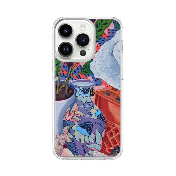 Vibrant Still Life with Plants and Vase iPhone 14 Pro Case