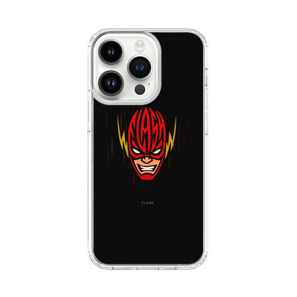 Vibrant Superhero Face with Lightning Bolts iPhone 14 Pro Case