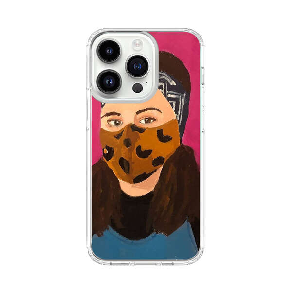 Woman Leopard Print Face Mask iPhone 14 Pro Case