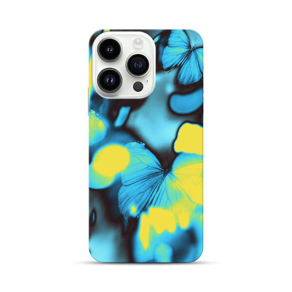 Blue Butterflies Glowing Abstract Background iPhone 14 Pro Hard Case