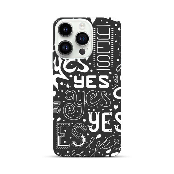 Bold Playful Typography Yes Pattern iPhone 14 Pro Hard Case