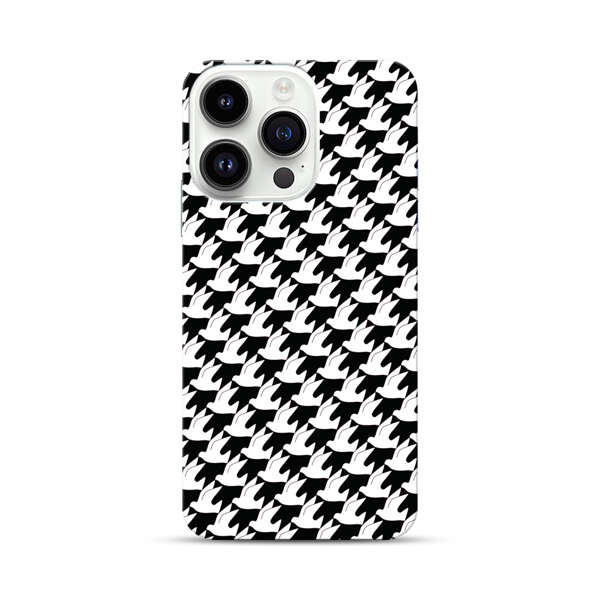 Classic Black and White Houndstooth Pattern iPhone 14 Pro Hard Case