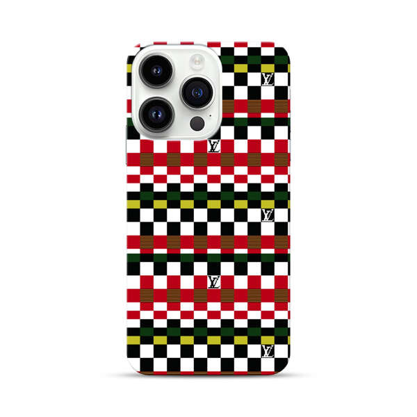 Colorful Checkerboard Stripes Pattern iPhone 14 Pro Hard Case