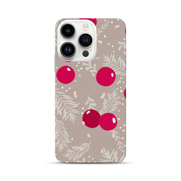 Cranberries and pine branches holiday pattern iPhone 14 Pro Hard Case