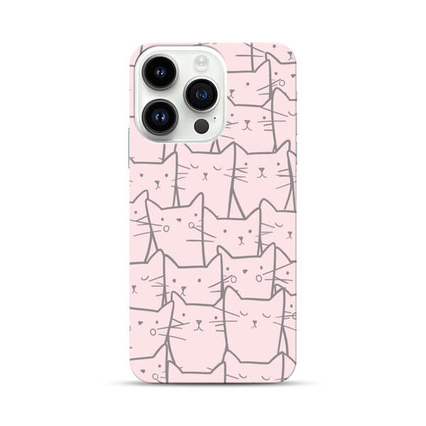 Cute Hand Drawn Cat Pattern iPhone 14 Pro Hard Case