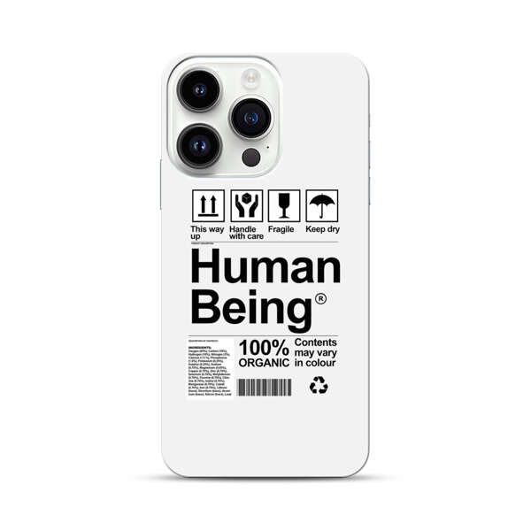 Human Being Fragile Label Design iPhone 14 Pro Hard Case